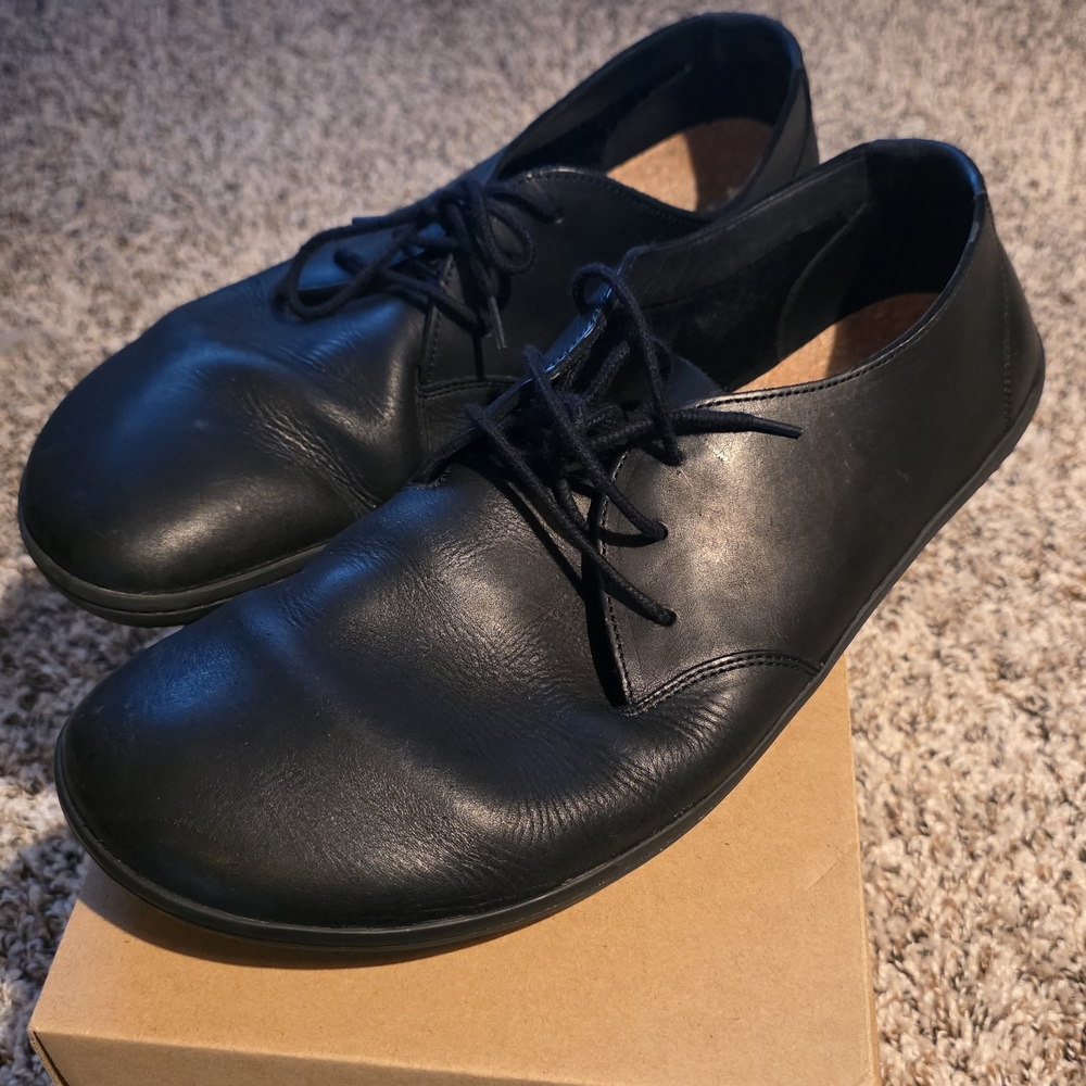 Men's Black Leather Lace-Up Casual Shoes